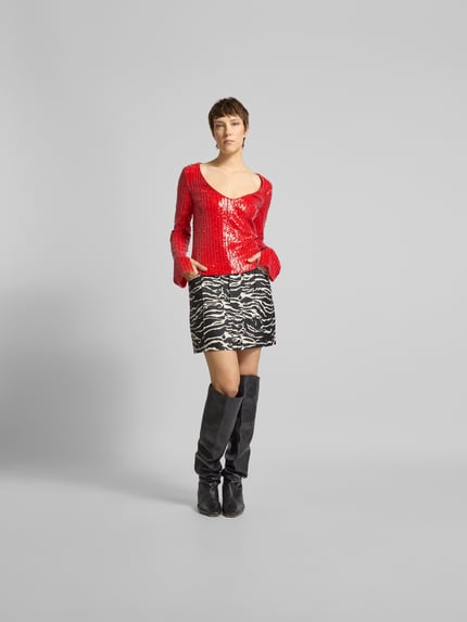 ROTATE shirt met lange mouwen met v-hals Rood - 1
