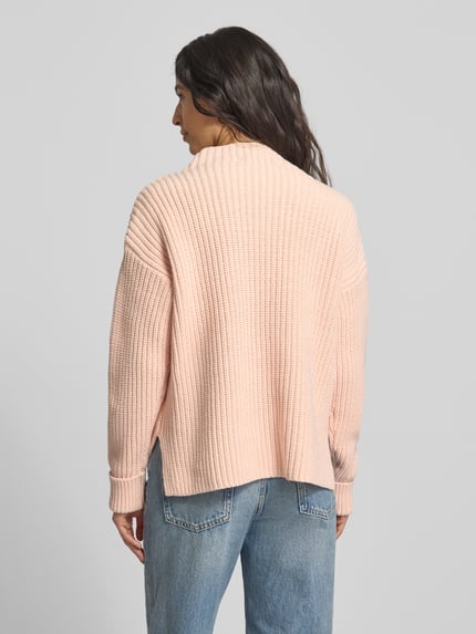Selected Regular fit pullover met turtleneck van katoenmix, model 'SELMA' Roze - 5