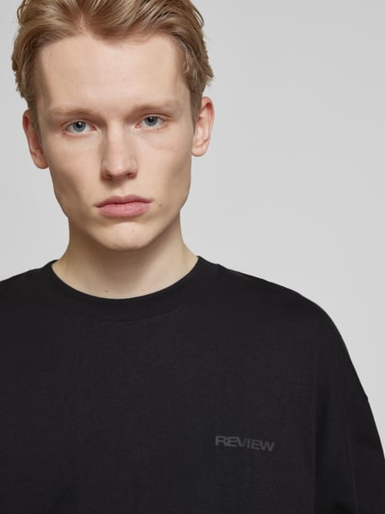 REVIEW Oversized T-shirt met labelprint Zwart - 3