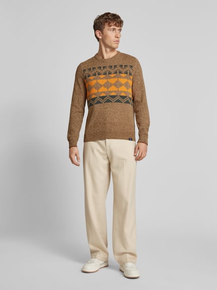 LERROS Strickpullover mit Rundhalsausschnitt Mittelbraun 1