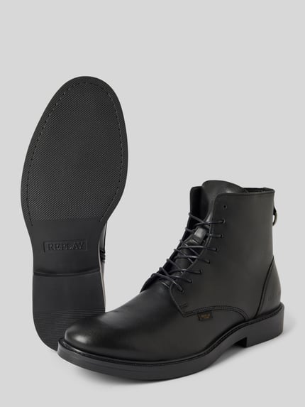 Replay Schnürstiefeletten aus Leder mit Modell 'MILES' Black 4
