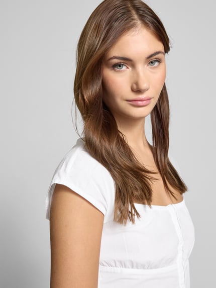 Weekday Skinny Fit Bluse mit Karree-Ausschnitt Weiss 3