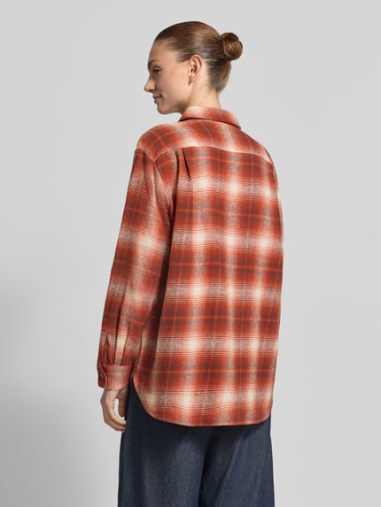 Jake*s Casual Regular fit blouse met lange mouwen van puur katoen Donkeroranje - 5
