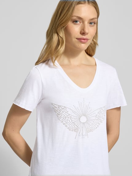 MOS MOSH T-shirt met labeldetail, model 'Gethi' Wit - 3