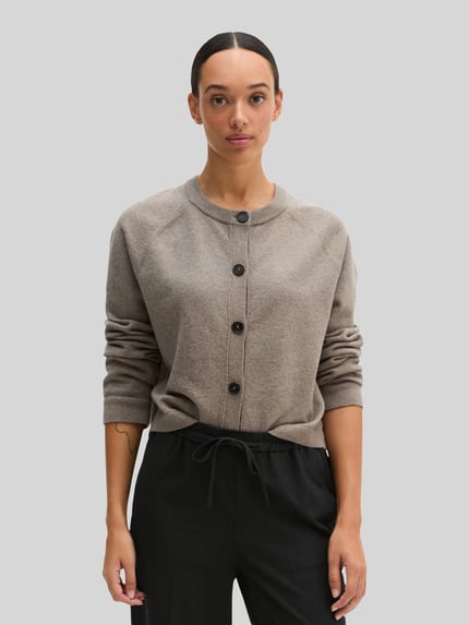 Marc O'Polo Relaxed Fit Strickjacke aus Baumwoll-Mix Taupe 4