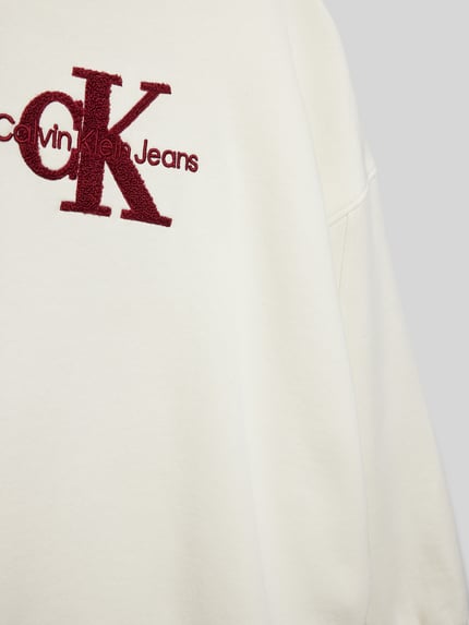 Calvin Klein Jeans Oversized Sweatshirt mit Label-Print Modell 'TEDDY' Offwhite 2