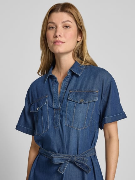 monari Knielanges Jeanskleid mit Brusttaschen Jeansblau 3
