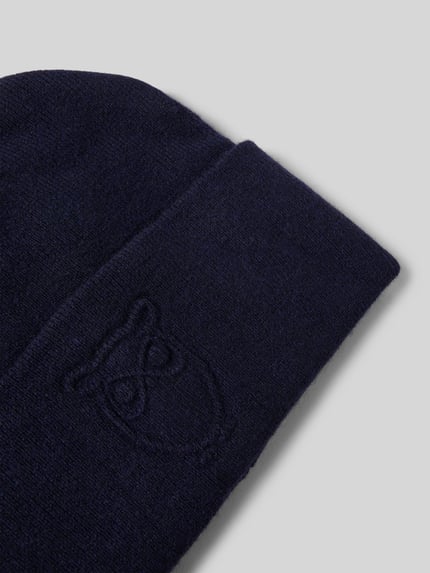 KnowledgeCotton Apparel Beanie mit Label-Detail Marine 2