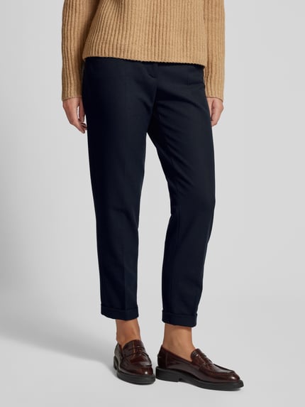 Raffaello Rossi Spodnie materiałowe o kroju tapered fit w kant model ‘UTE’ Granatowy 4