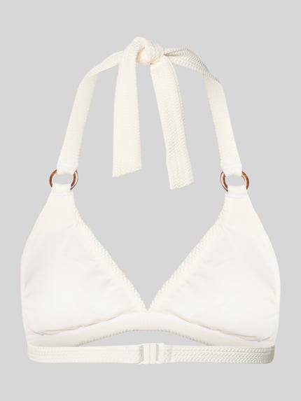 Produktfoto, Bikini-Oberteil mit Strukturmuster von Marc O'Polo w kolorze jednolitym, fason neckholder, bez fiszbin, miseczki z podszewką, klik-zapięcie, faktura strukturalna