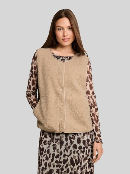 Tom Tailor Regular Fit Weste in Teddy-Optik  Beige 4
