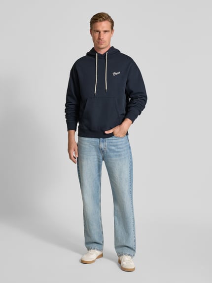POMPEII BRAND Hoodie met labelprint, model 'SABONS DE POMPEII' Marineblauw - 1