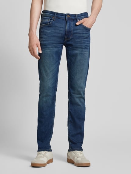 Marc O'Polo Shaped fit jeans in used-look, model 'SJÖBO' Donkerblauw - 4