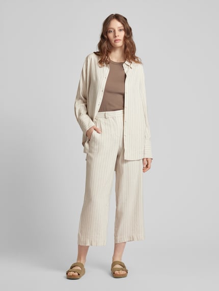ARMEDANGELS Wide Leg Stoffhose mit Streifenmuster Modell 'CAARUNUS' Offwhite 1