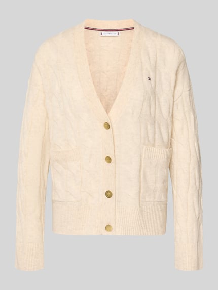 Tommy Hilfiger Oversized Strickjacke aus reiner Wolle Ecru 2