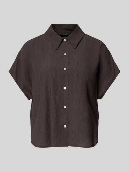 OPUS Regular Fit Blusenshirt mit Strukturmuster Modell 'Fasinga' Schoko 2