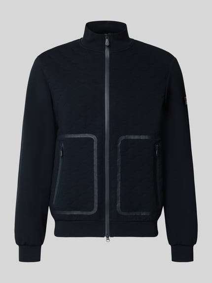 Productfoto, Jacke mit Zweiwege-Reißverschluss Modell 'KYARR' van Peuterey voor heren, regular fit, katoenmix, recht model, staande kraag, tweeweg rits, ritszakken, donkerblauwe kleur, glad en doorgestikt oppervlak met zichtbare zakdetails, lengte middenrug 67 cm, schouderbreedte 48 cm, borstbreedte 58 cm, mouwlengte 66 cm.