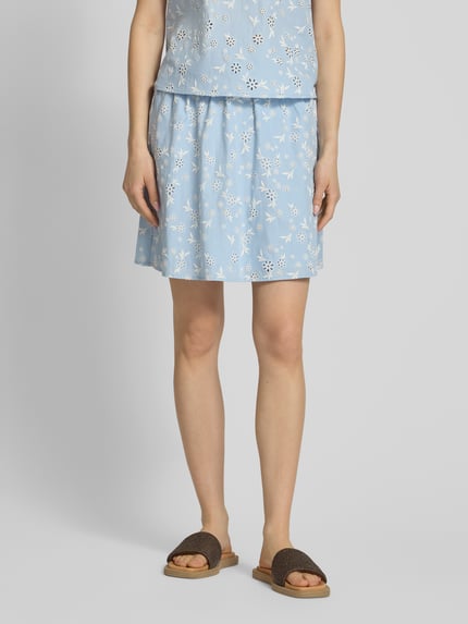 PIECES Regular Fit Mini-Rock aus reiner Baumwolle Modell 'BANNA' Hellblau 4