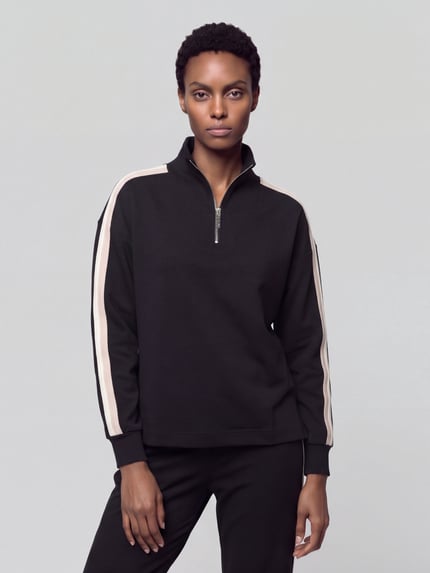 BOSS Pyjama-Oberteil mit Kontraststreifen Mirage_Sweatshirt Black 4