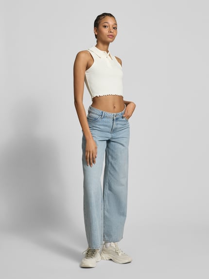 Tommy Jeans Korte top in riblook Offwhite - 1
