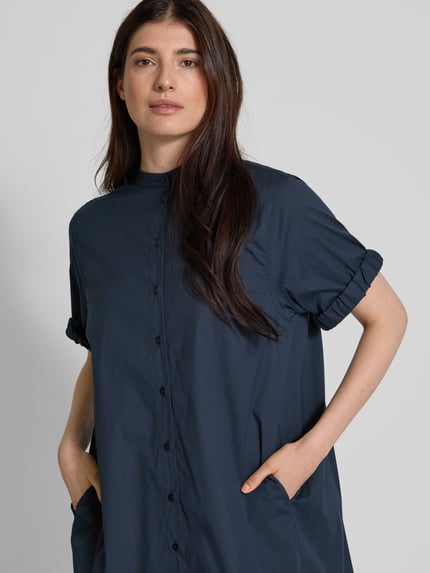 MOS MOSH Knielanges Hemdblusenkleid mit Stehkragen Modell 'Arleth' Marine 3