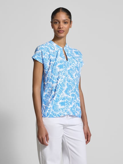 MORE & MORE Regular fit blouseshirt met druppelvormige hals Blauw - 4