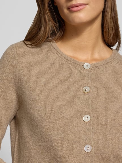 Christian Berg Woman Cardigan aus Wolle mit Rundhalsausschnitt Camel 3