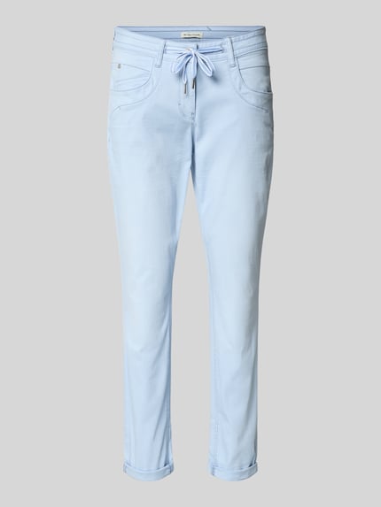 Produktfoto, Tapered Fit Chino aus Baumwoll-Mix von Tom Tailor in Hellblau, unifarben, Slim Leg, 5-Pocket, Webstruktur, Low Waist