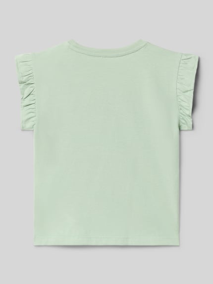Produktfoto, Loose Fit T-Shirt aus reiner Baumwolle Modell 'RUTH' von Only, jednolity, krótki rękaw, okrągły dekolt, motyw nadruku, jersey