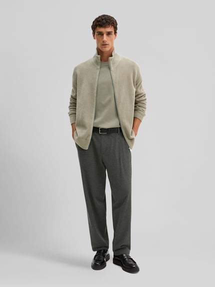 Marc O'Polo Strickjacke mit Zweiwege Reißverschluss Mittelgrau 1