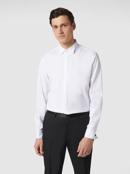 Jake*s Slim Fit Smokinghemd aus Twill Weiss 4