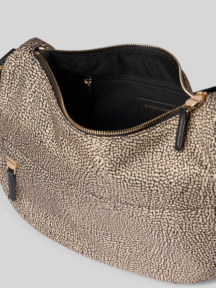 BORBONESE Umhängetasche mit Reißverschlussfach Modell 'SMALL LUNA BAG' Beige 4