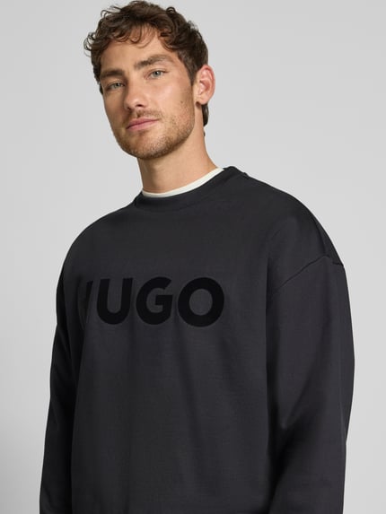 HUGO Comfort Fit Sweatshirt aus reiner Baumwolle Modell 'DINEX' Black 3