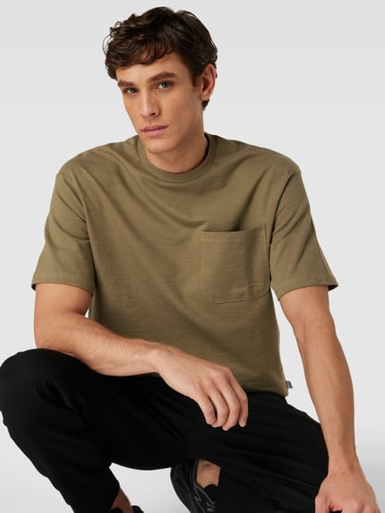 Selected T-Shirt mit aufgesetzter Brusttasche Modell 'LOOSESAUL' Oliv 3