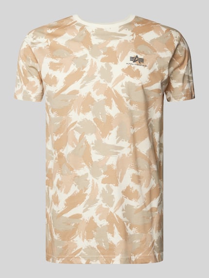 Alpha Industries T-shirt z nadrukiem z logo Piaskowy 2