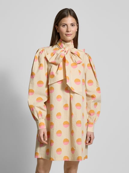 STELLA NOVA Knielange jurk met structuurmotief Offwhite - 4