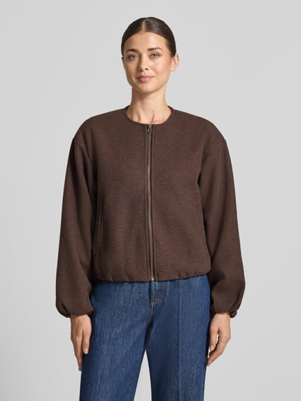 VERO MODA Regular Fit Bomberjacke in Filz-Optik Modell 'CHLOE' Schoko Melange 4