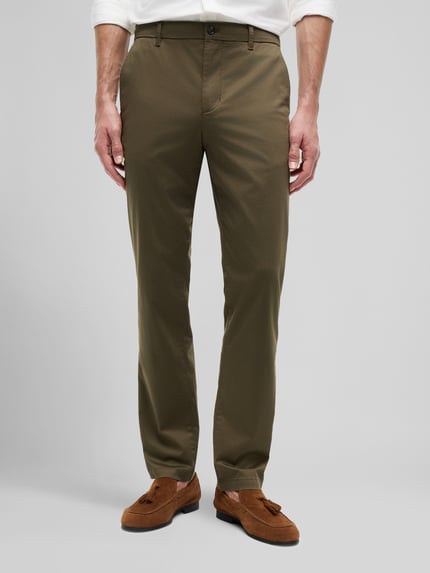 Tommy Hilfiger Chinosy o prostym kroju z mieszanki bawełny model 'DENTON' Khaki 4