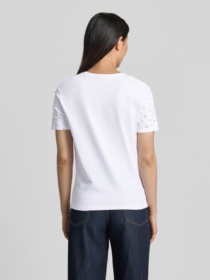 Jake*s Casual T-Shirt mit Rundhalsausschnitt und Perlen Weiss 5