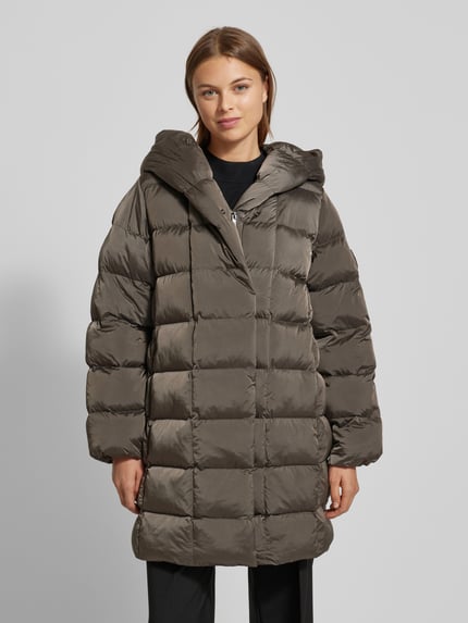 Calvin Klein Womenswear Glanzende gewatteerde lange jas met capuchon Beige - 4