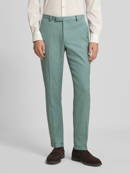 MCNEAL Spodnie do garnituru o kroju slim fit z dodatkiem lnu Zielony 4