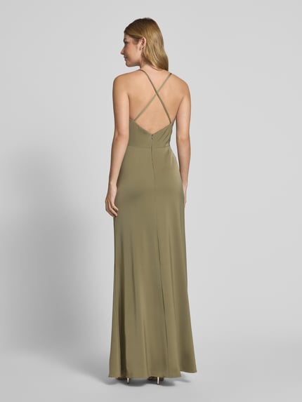 Laona Abendkleid mit V-Ausschnitt und Raffungen Oliv 5