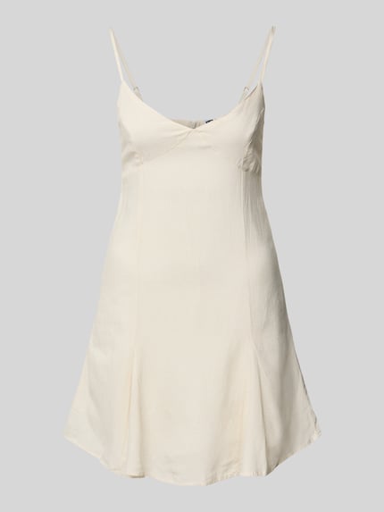 REVIEW Ausgestelltes Minikleid Leinen-Anteil Offwhite 2
