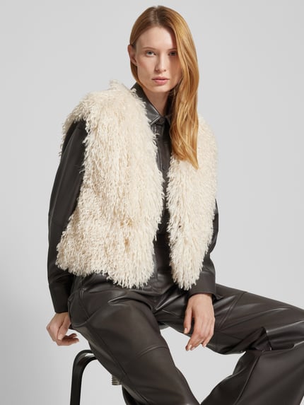 Nanushka Bodywarmer van imitatiebont Ecru - 3
