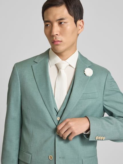 MCNEAL Slim fit linnen colbert met knoopsluiting Groen - 3
