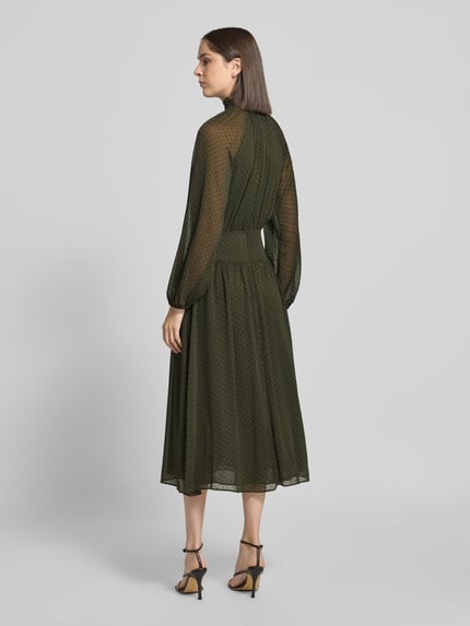MANGO Midikleid mit Taillenpasse Modell 'POLKY' Khaki 5
