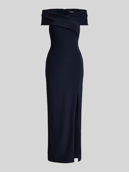 Lauren Ralph Lauren Avondjurk met carmenhals Donkerblauw - 2