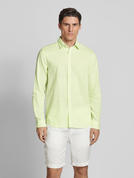 Tom Tailor Koszula casualowa o kroju regular fit z tkaniny Chambray Neonowy żółty 4