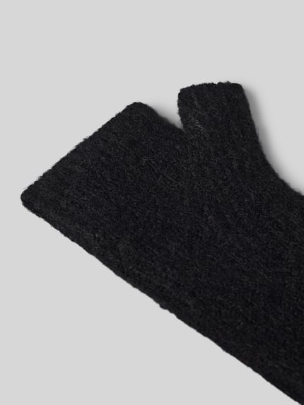 Produktfoto, schwarze Handschuhe mit Woll-Anteil von Jake*s Casual in rechteckiger, grob strukturierter Optik, auf grauem Hintergrund.