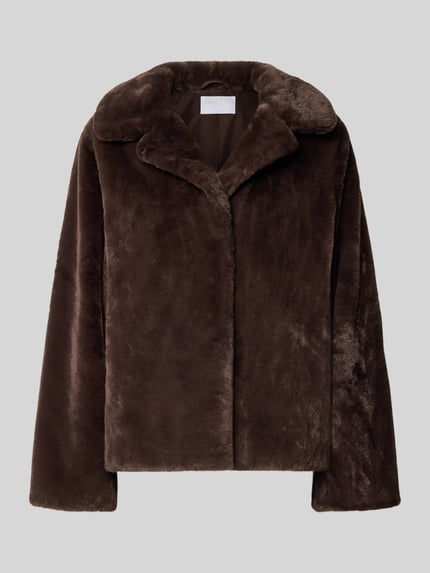 Jake*s Collection Zachte jas van imitatiebont met platte kraag Donkerbruin - 2